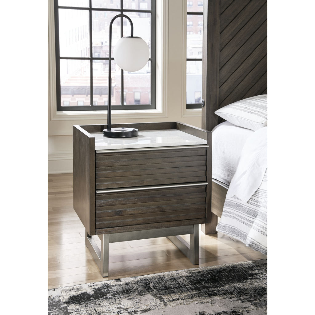 Arkenton Nightstand - Grayish Brown/White