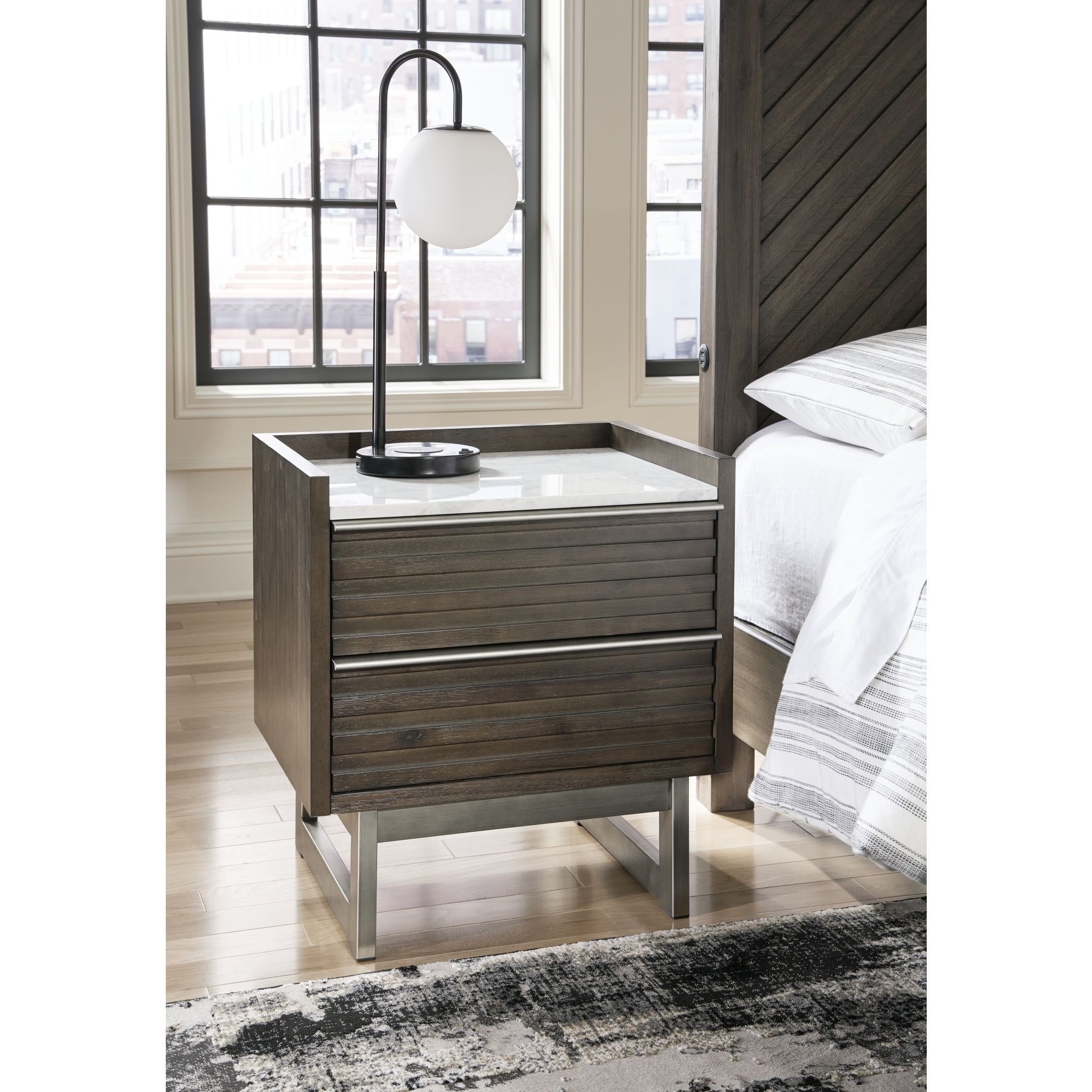 Arkenton Nightstand - Grayish Brown/White