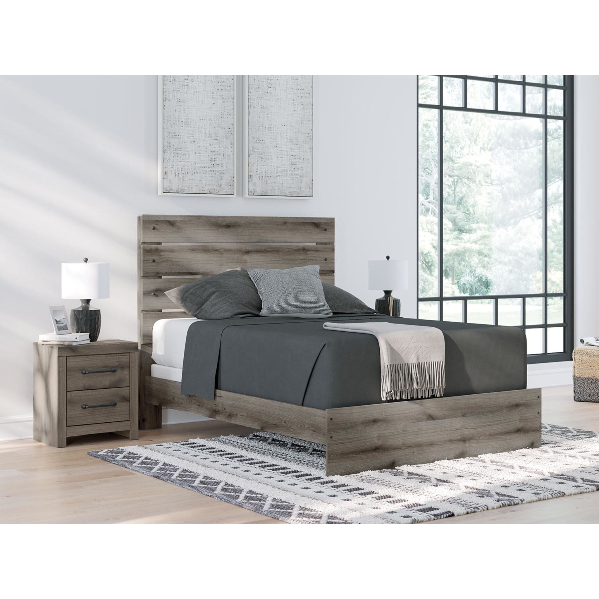 Graystorm Queen Panel Bed - Brown Gray
