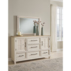 Shaybrock Dresser and Mirror - Antique White/Brown