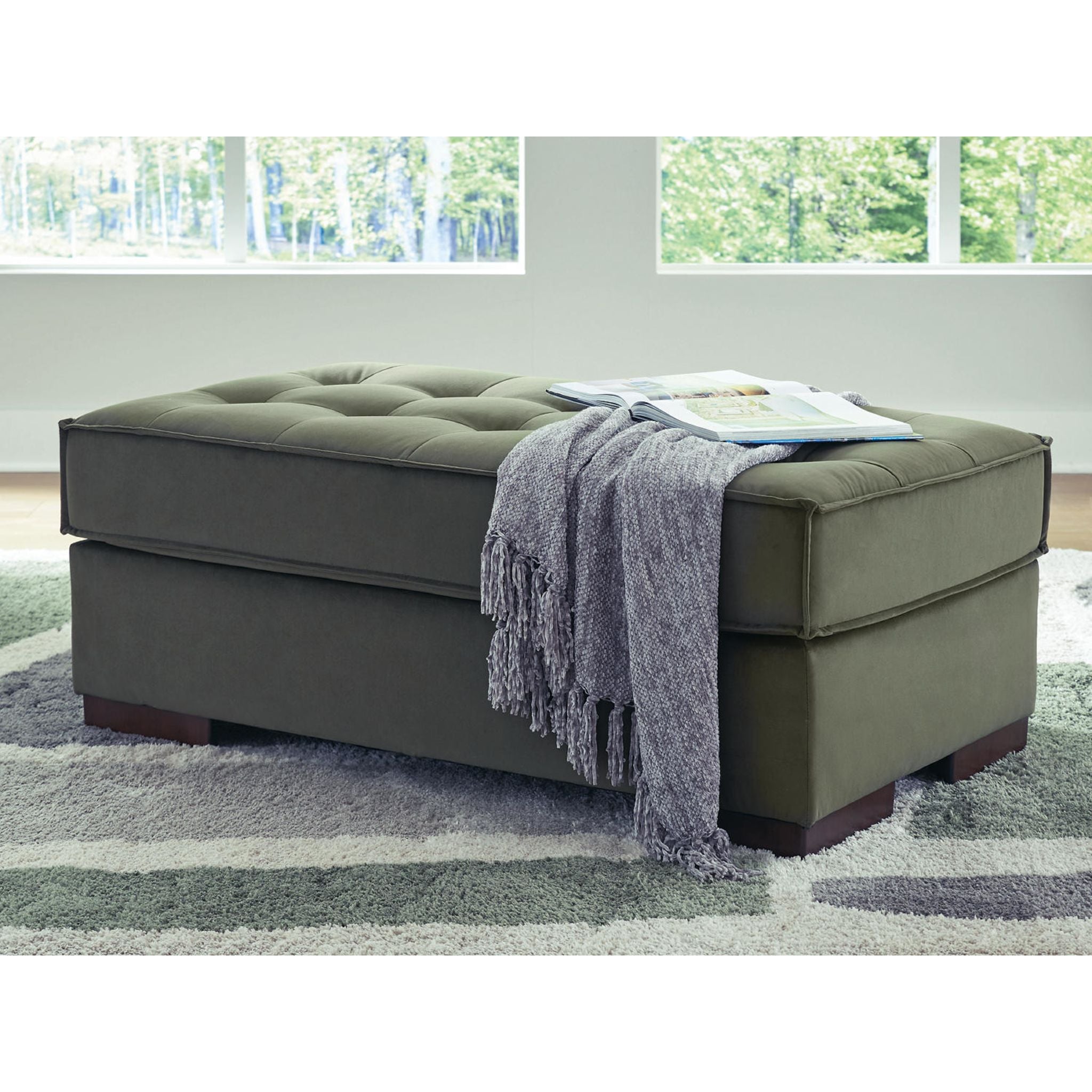 Caspian-Town Oversized Accent Ottoman - Olive