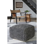 Jasett Pouf - Black/Ivory