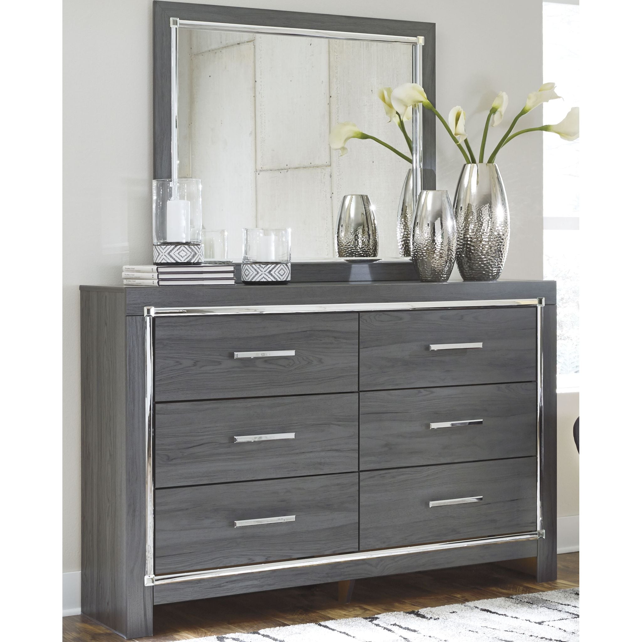 Lodanna Dresser and Mirror - Gray