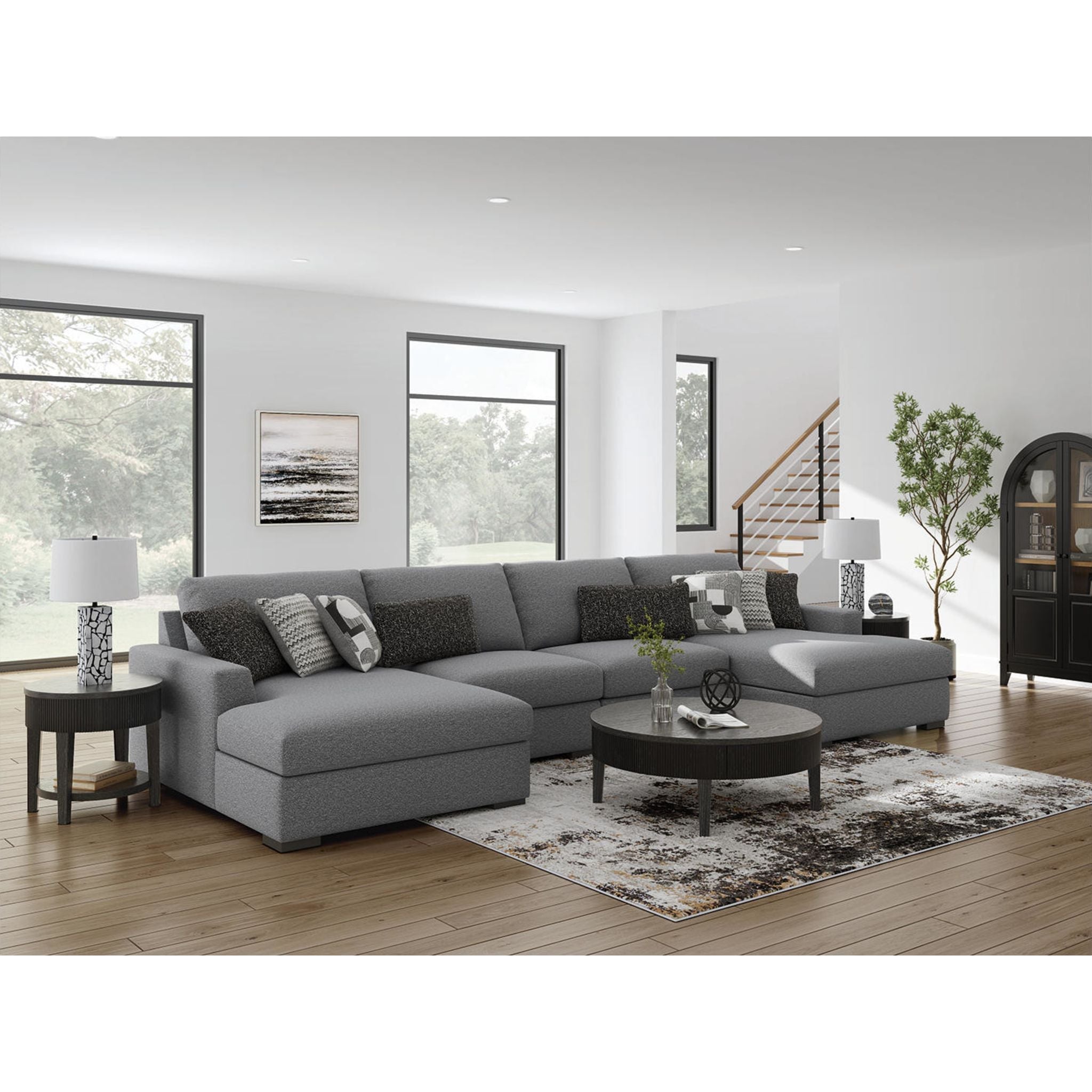 Bealton 4 Piece Sectional with Double Chaise - Salt and Pepper