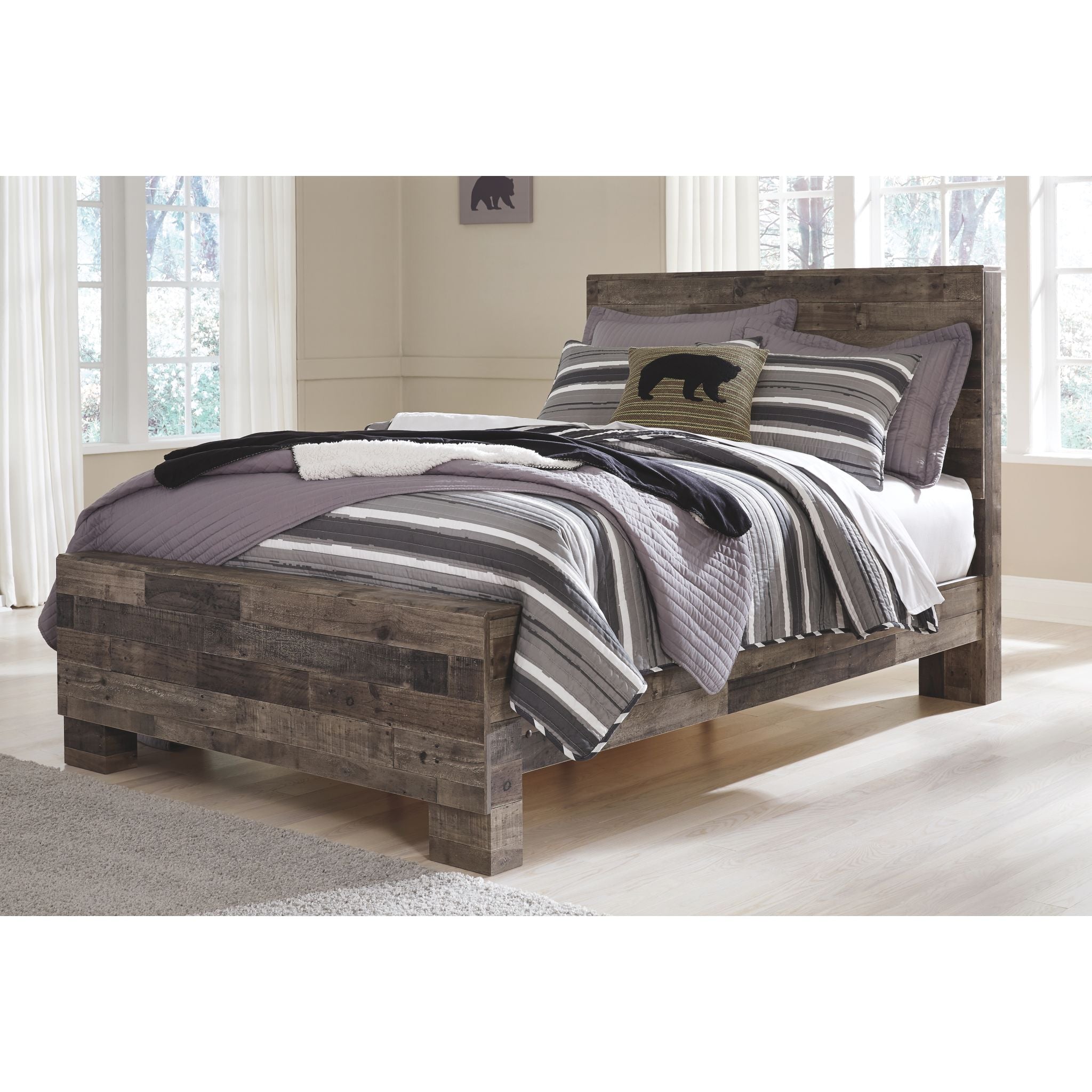 Derekson Panel Bed - Multi Gray