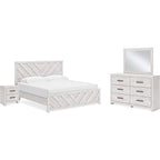 Cayboni 6 Piece King Panel Bedroom - Whitewash