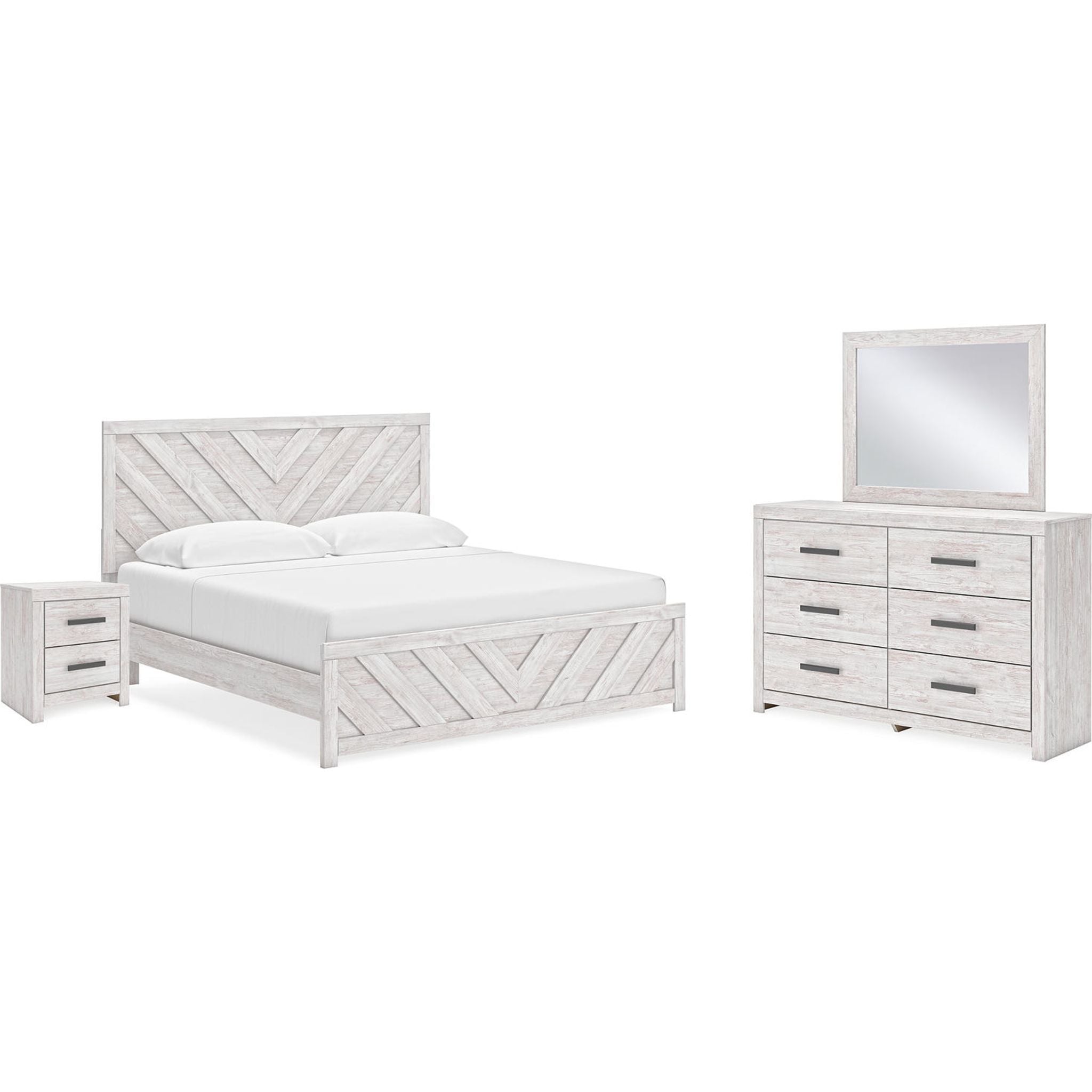 Cayboni 6 Piece King Panel Bedroom - Whitewash