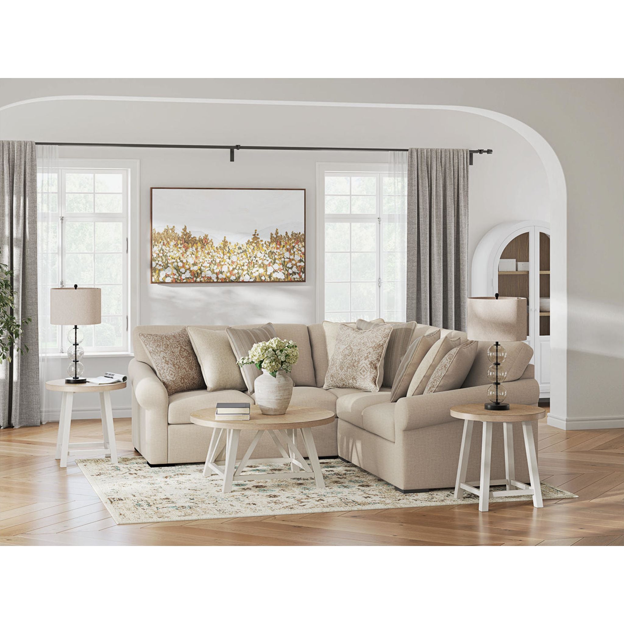 LadyMae 3 Piece Sectional - Twill