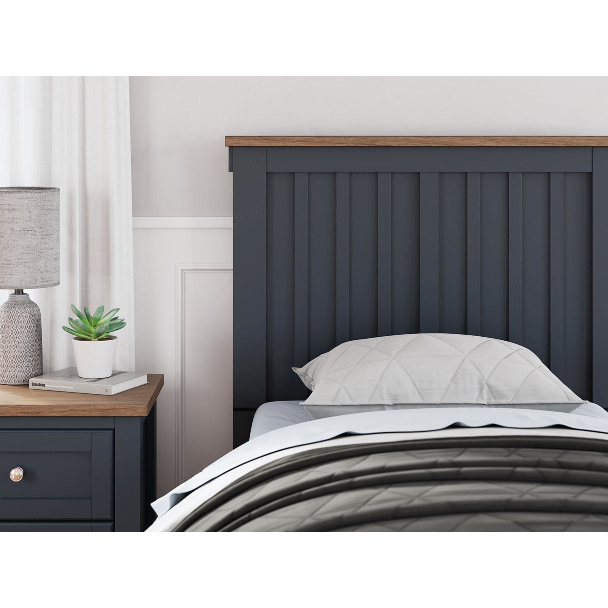 Landocken Panel Headboard - Blue/Brown