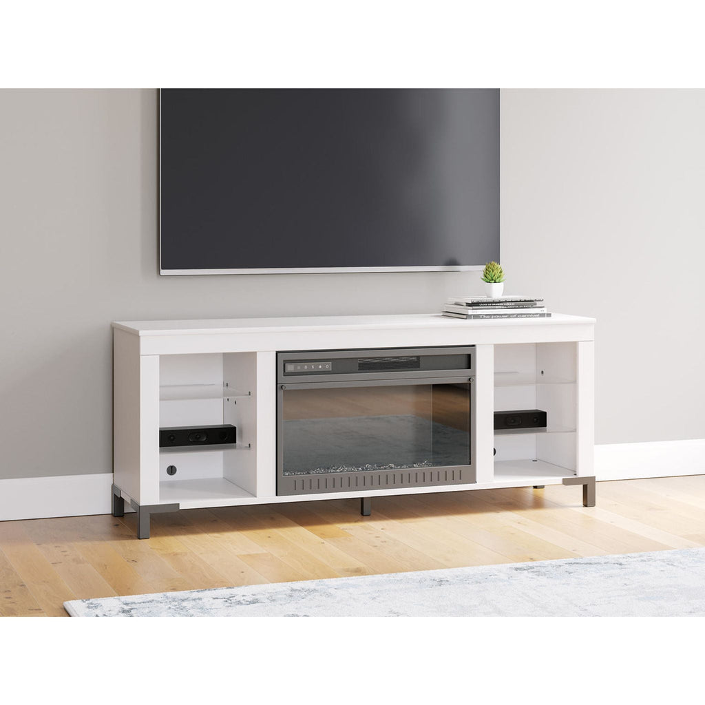 Brollevi TV Stand with Fireplace - White