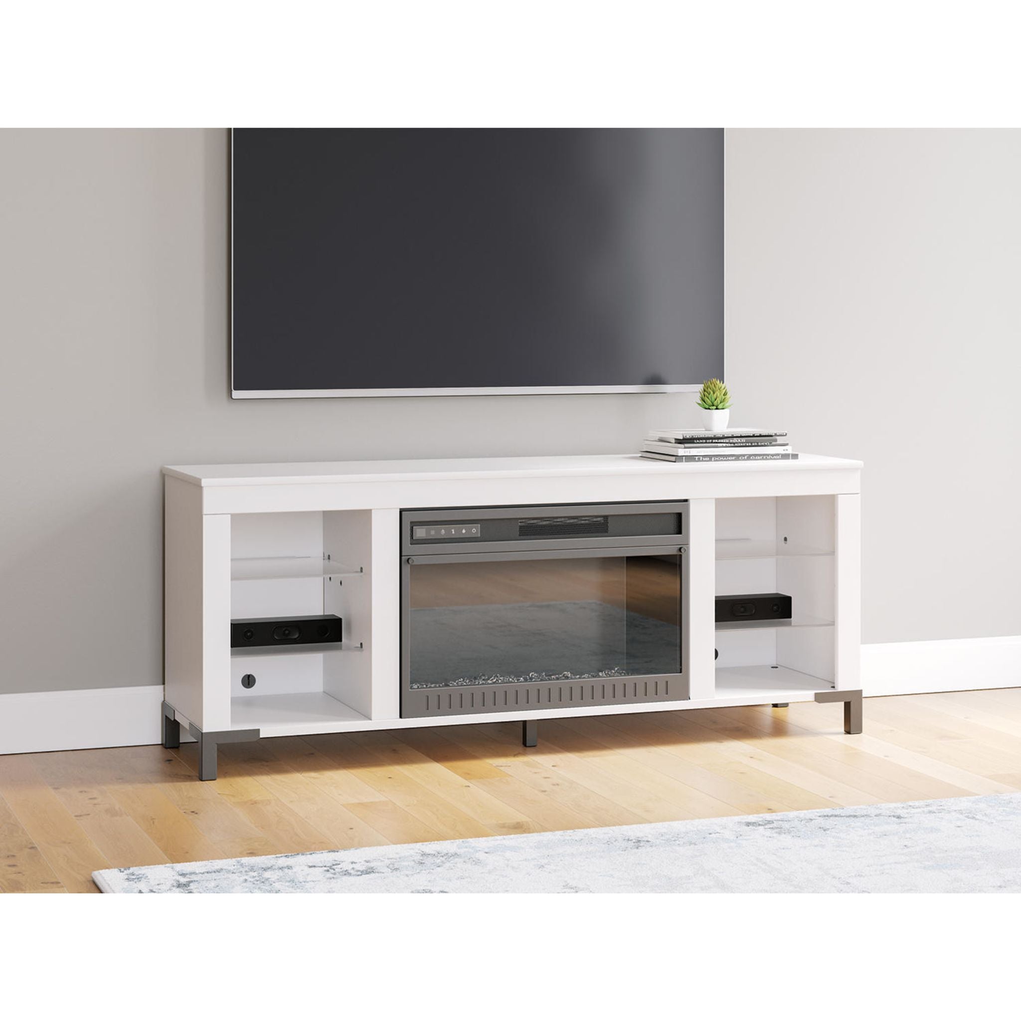 Brollevi TV Stand with Fireplace - White