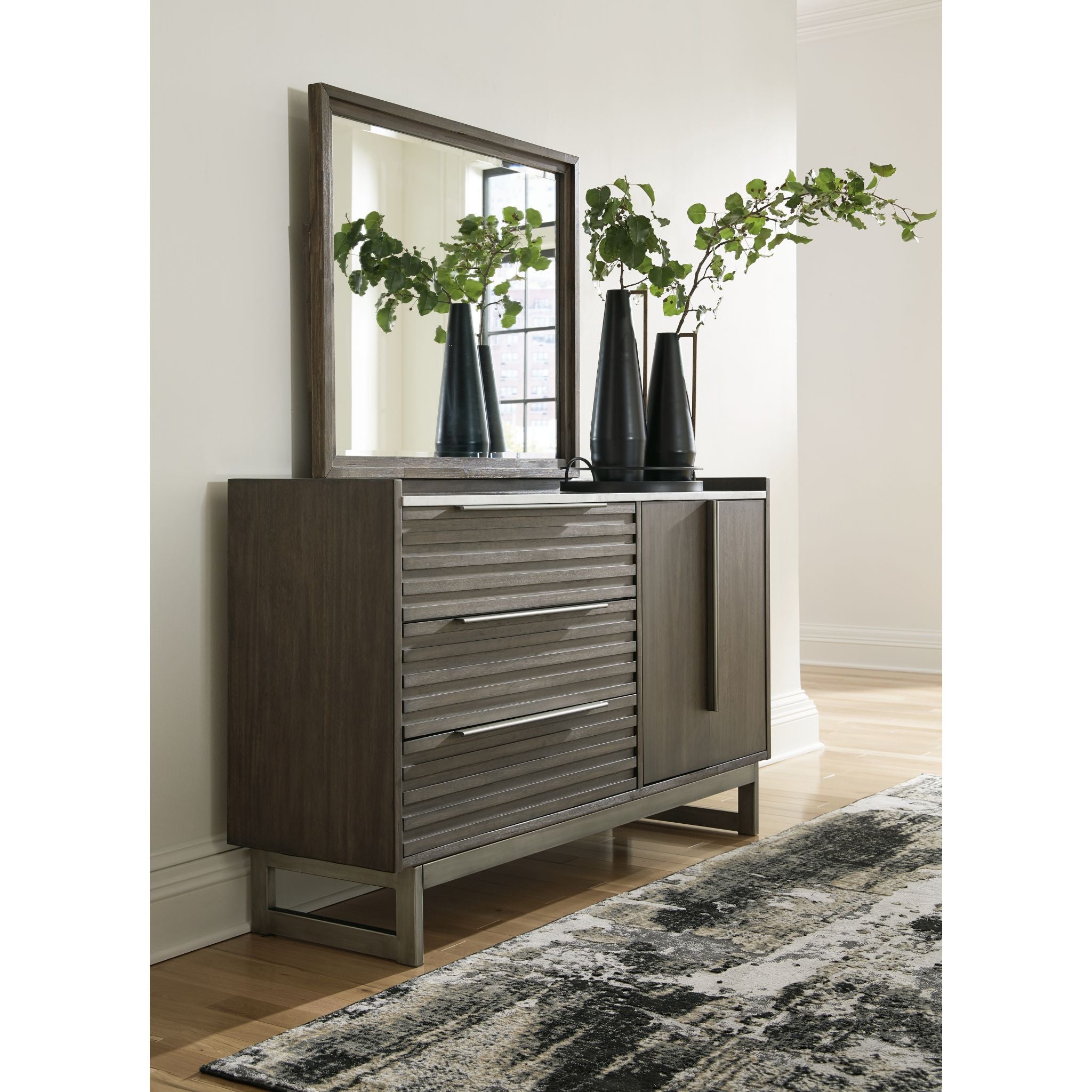 Arkenton Dresser and Mirror - Grayish Brown