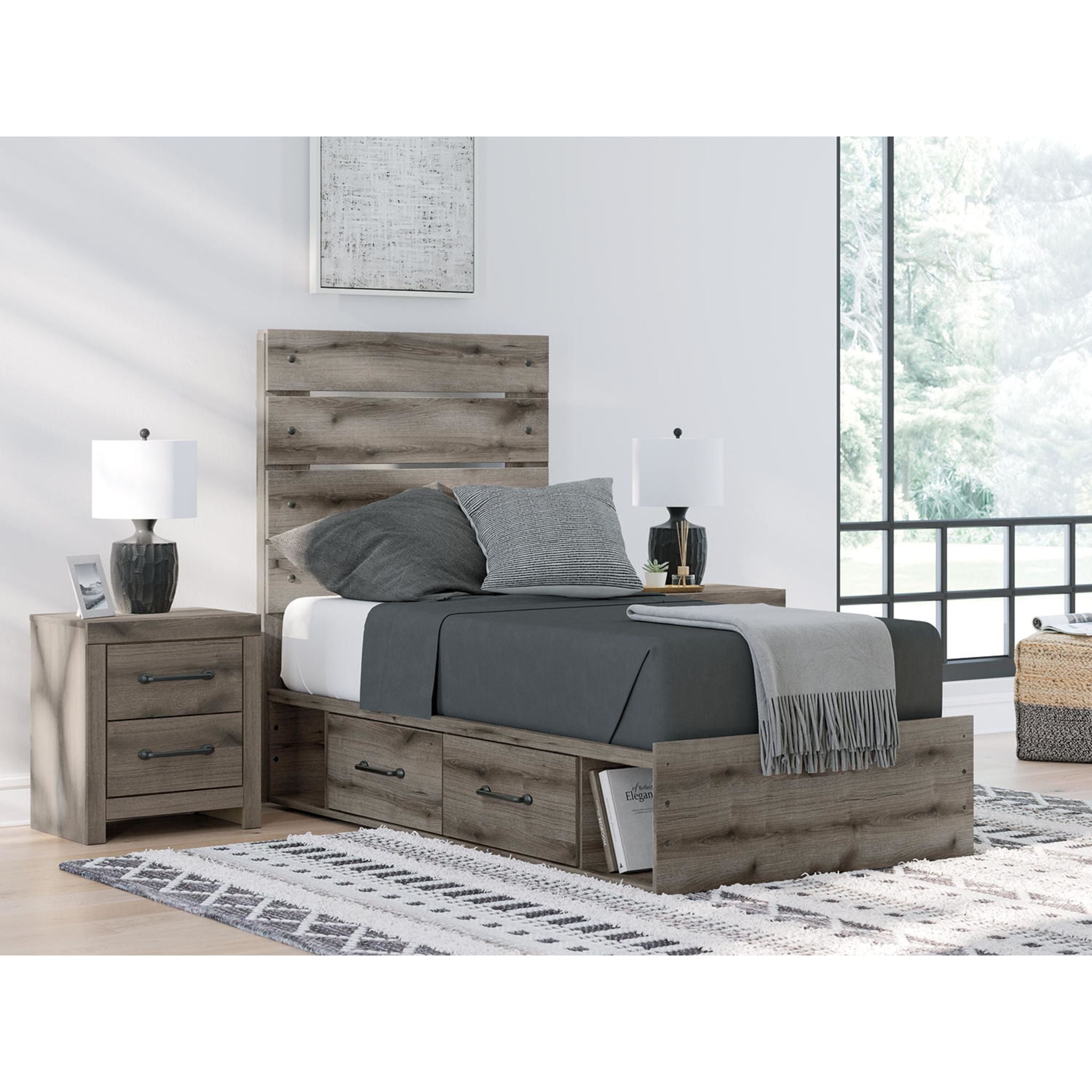 Graystorm Twin Storage Bed - Brown Gray
