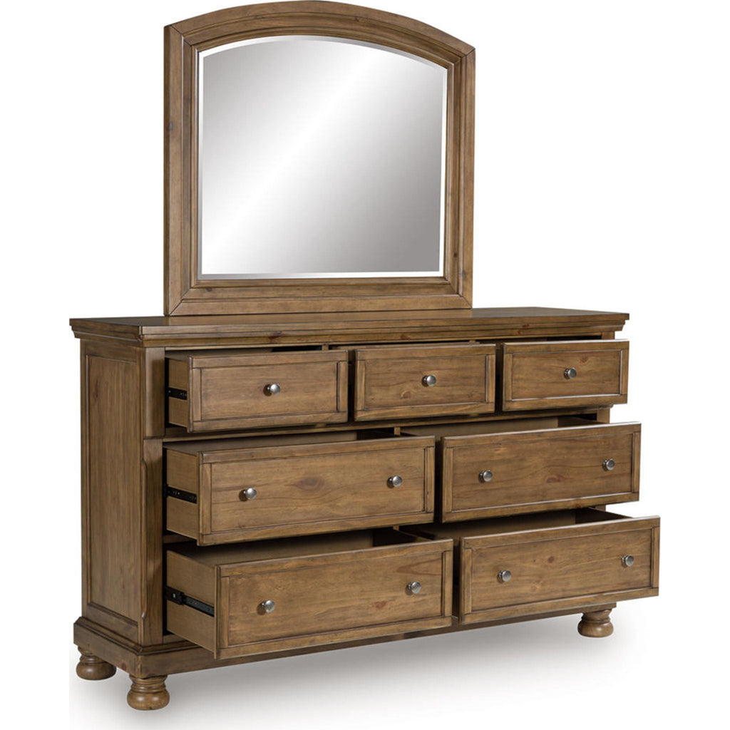 Feddinger Dresser and Mirror - Medium Brown