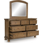 Feddinger Dresser and Mirror - Medium Brown