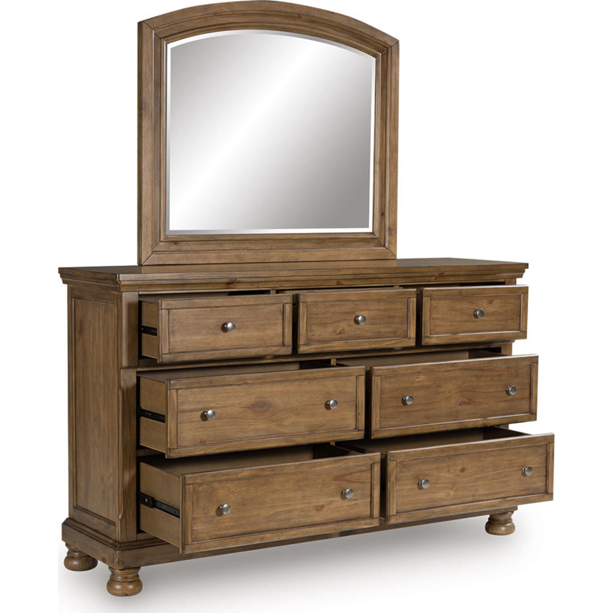 Feddinger Dresser and Mirror - Medium Brown