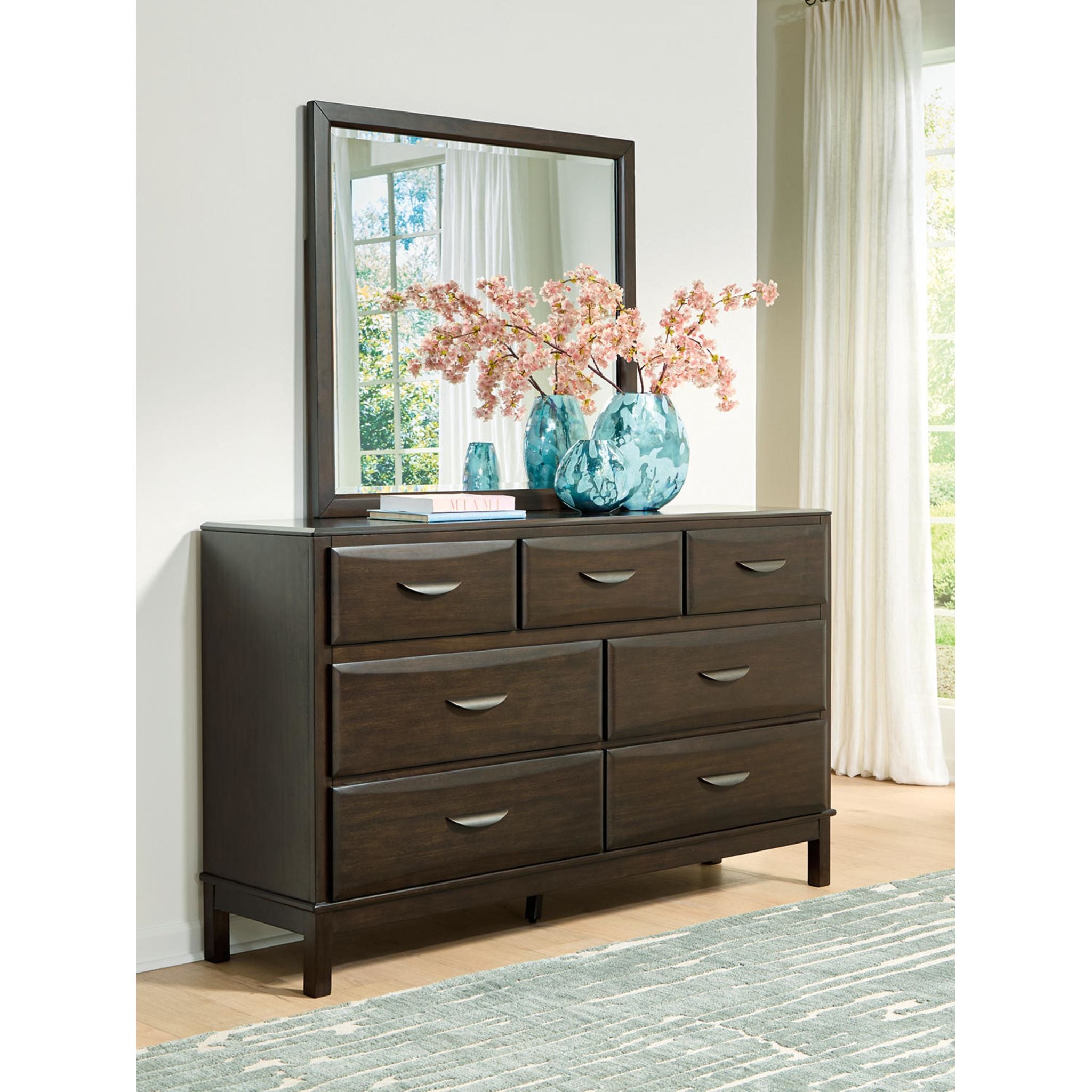 Vanmore Dresser and Mirror - Dark Brown
