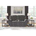 Foreside Reclining Loveseat with Console - Charcoal