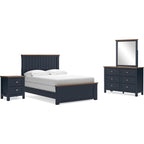 Landocken 6 Piece Panel Bedroom - Blue/Brown