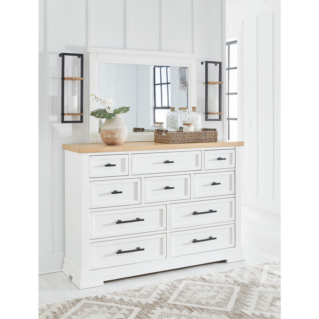 Ashbryn Dresser and Mirror - White/Natural