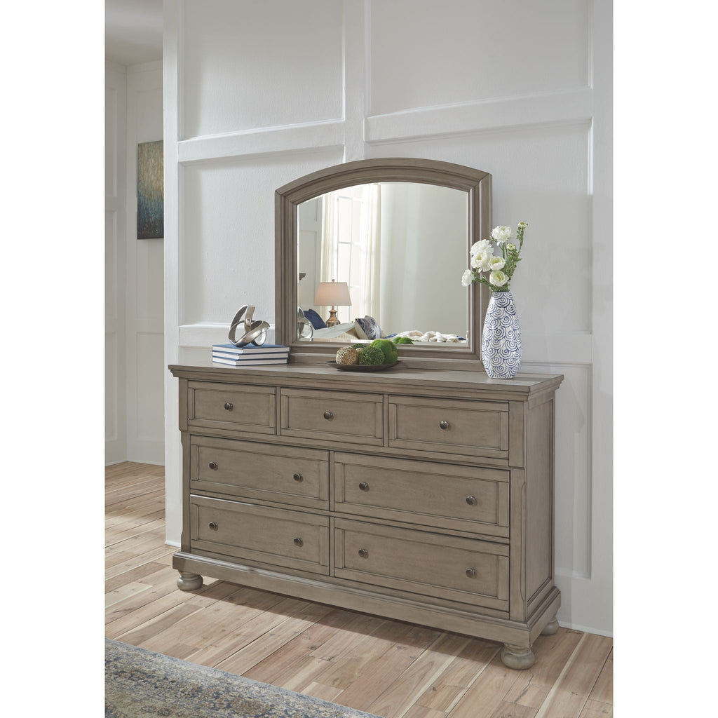 Lettner Dresser and Mirror - Light Gray