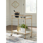 Plattfield Bar Cart - Antique Gold Finish