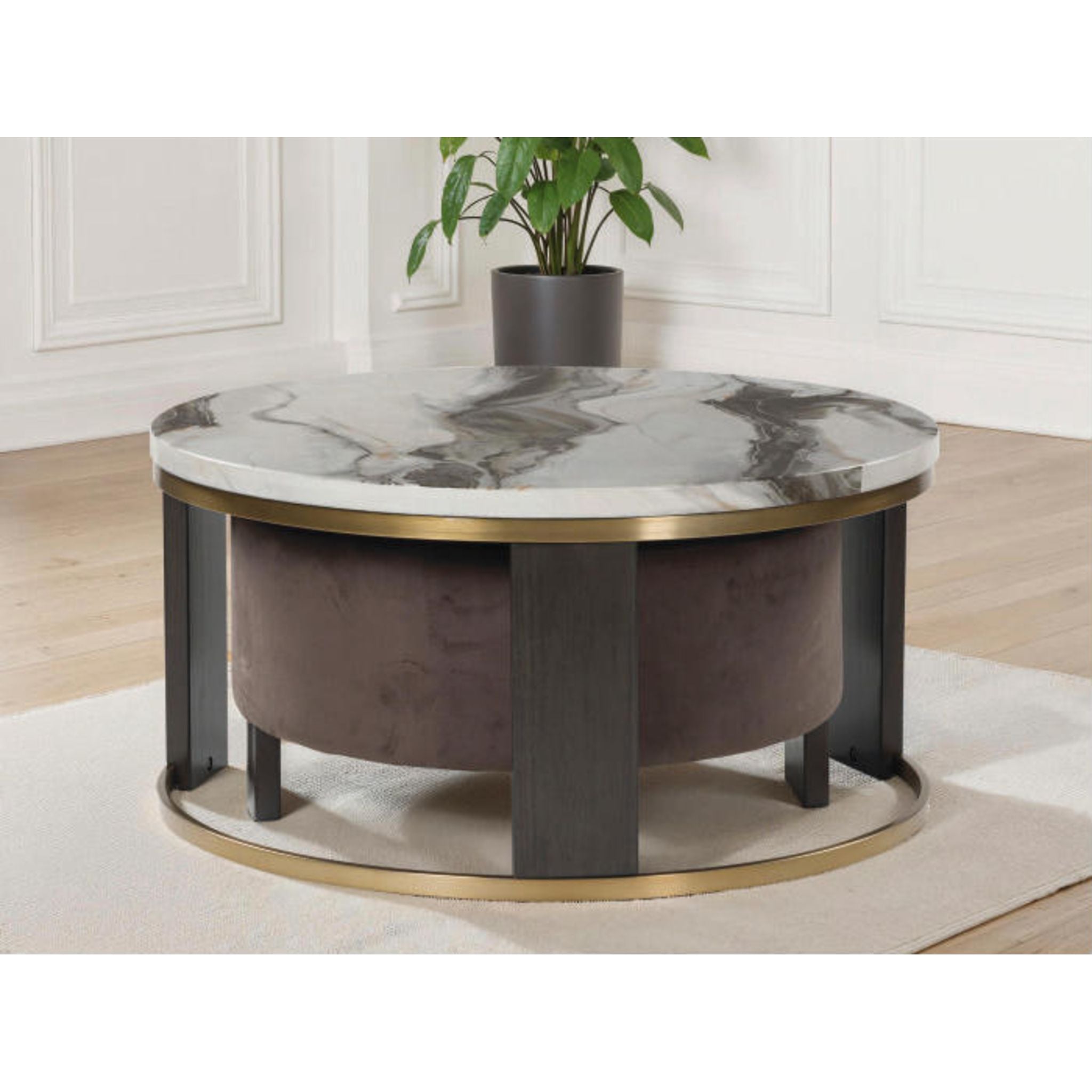 Jazmore Nesting Cocktail Table (Set of 2) - Brown/Brass Finish