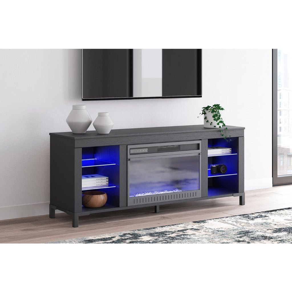 Cayberry TV Stand with Fireplace - Black