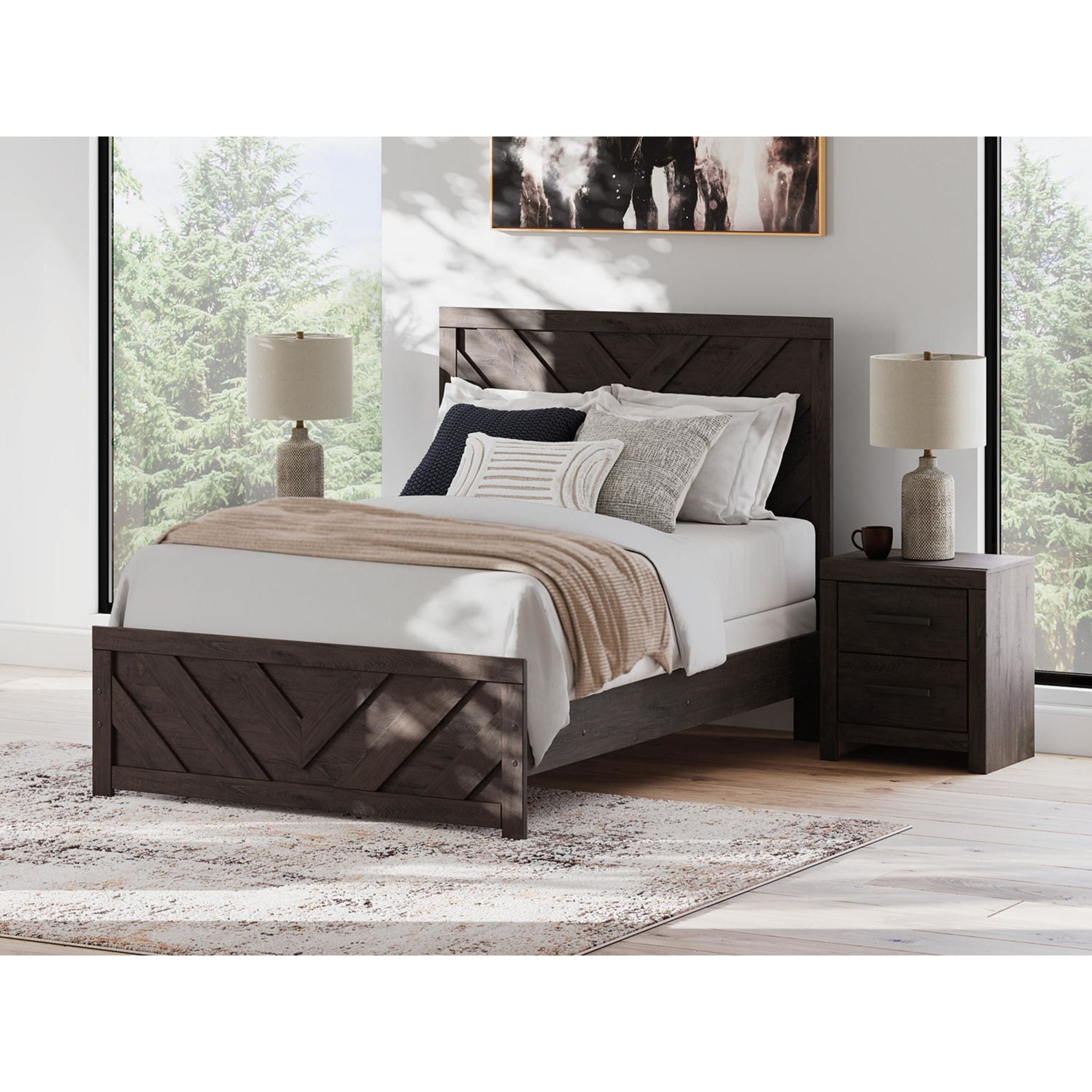 Prendonea Full Panel Bed - Charcoal