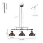 3-Light Industrial Farmhouse Dome Pendant Metal Linear Kitchen Island Pendant Light Oil Rubbed Bronze Finish