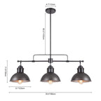 3-Light Industrial Farmhouse Dome Pendant Metal Linear Kitchen Island Pendant Light Oil Rubbed Bronze Finish