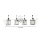 3/4-Light Modern Glam Linear Dimmable Crystal Bathroom Vanity Lights Over Mirror