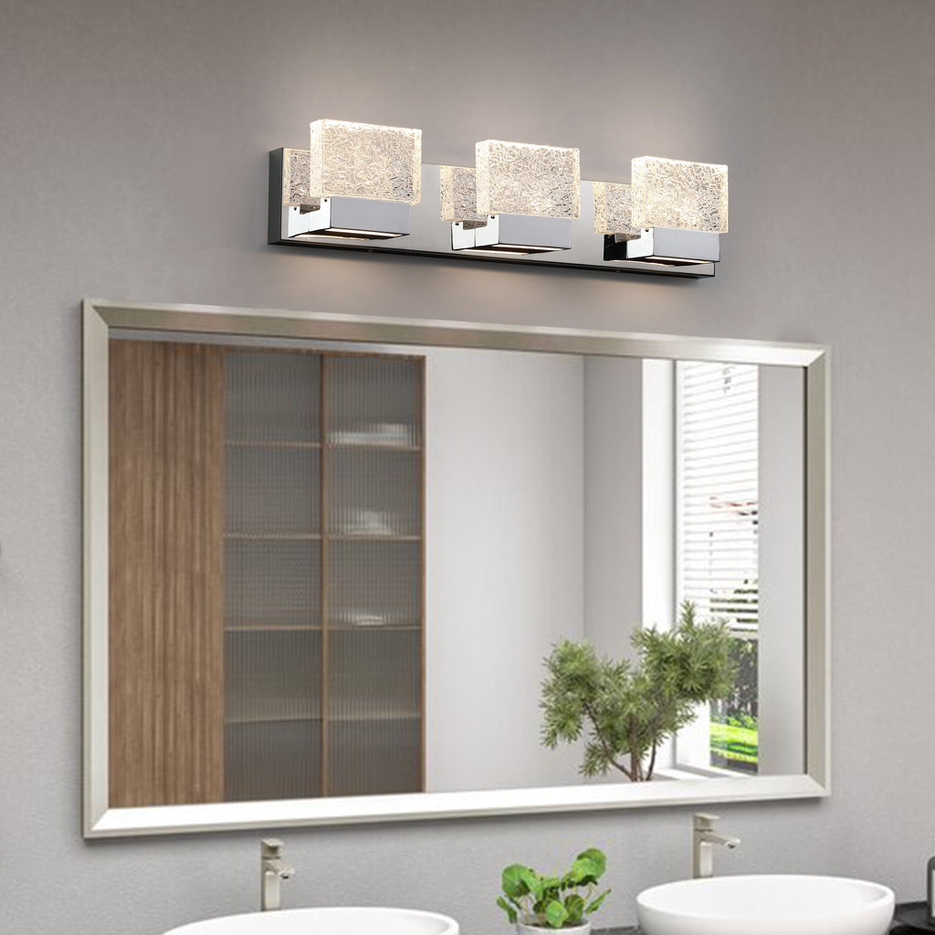 C Cattleya Stainless Steel 3000K Integrated LED Vanity Light with Art Glass Shades - Chrome