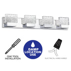 C Cattleya Stainless Steel 3000K Integrated LED Vanity Light with Art Glass Shades - Chrome