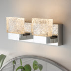 C Cattleya Stainless Steel 3000K Integrated LED Vanity Light with Art Glass Shades - Chrome