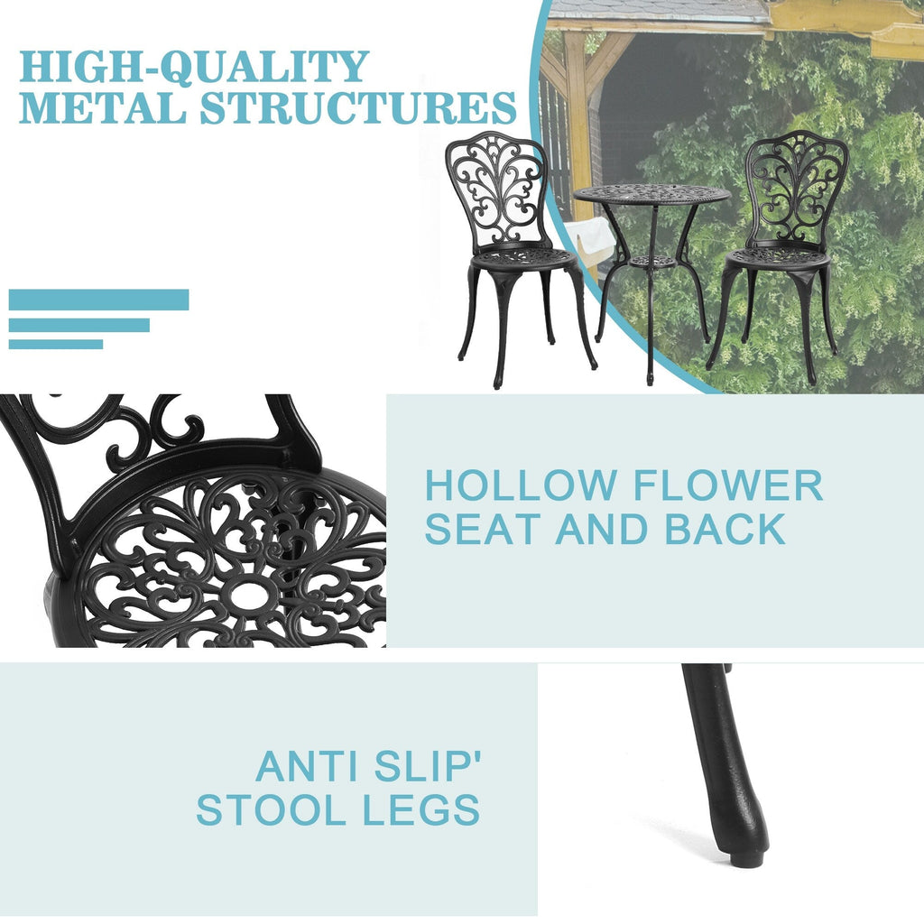 3-Piece Aluminum Outdoor Patio Butterfly Table and Chairs with Umbrella Hole