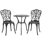 3-Piece Aluminum Outdoor Patio Butterfly Table and Chairs with Umbrella Hole