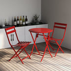 3-Piece Minimalist Patio Bistro Set of Foldable Round Table & Chairs - 3-Piece-Patio-Bistro-Set