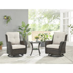 Gymojoy 3 Piece Outdoor Wicker Swivel Rocker with Cushion & Table