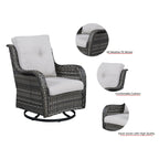 Gymojoy 3 Piece Outdoor Wicker Swivel Rocker with Cushion & Table