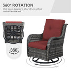 Gymojoy 3 Piece Outdoor Wicker Swivel Rocker with Cushion & Table