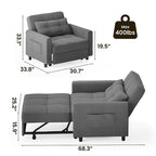 3-in-1 Adjustable Sleeper Sofa Bed, Pull Out Chair Sofa, Convertible Folding Bed for Living Room