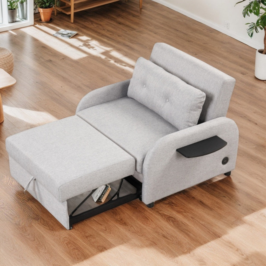 3-in-1 Pull-Out Sofa Sleeper with Collapsible Wing Table & USB Ports by Harper&Bright Designs