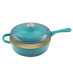 3.5 Quart Enameled Cast Iron Saute Pan W/ Lid in Turquoise Ombre