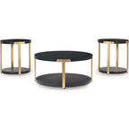 Shylore 3 Pack Tables - Black/Brass Finish