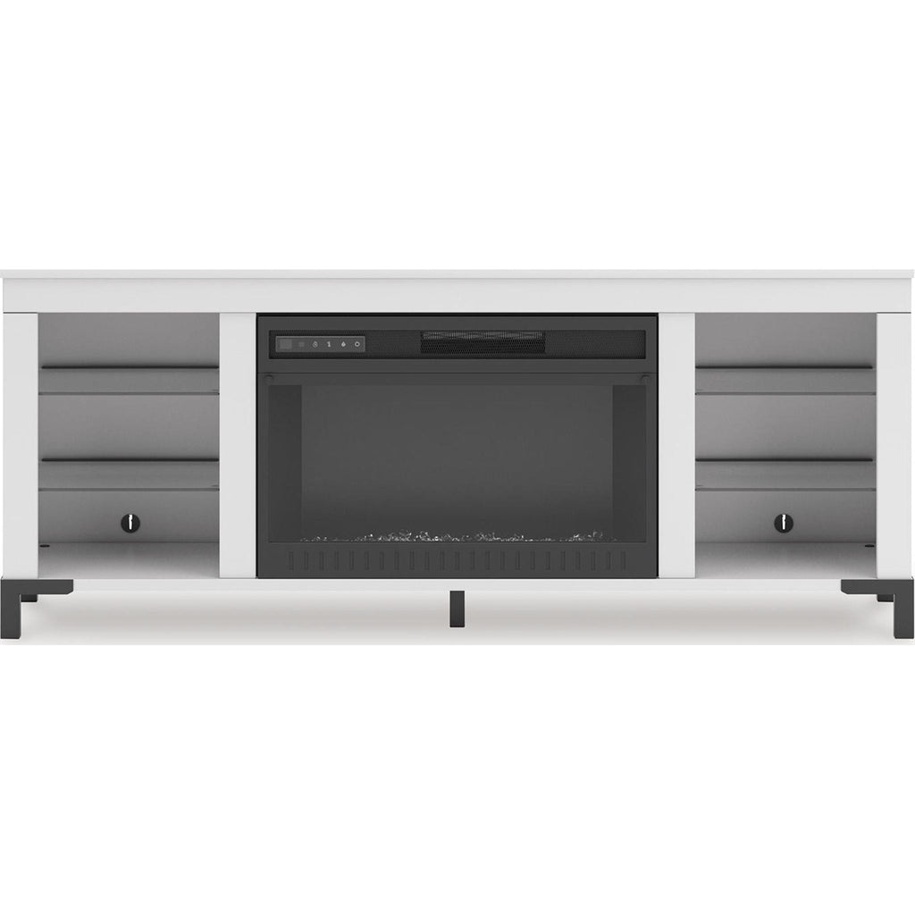 Brollevi TV Stand with Fireplace - White