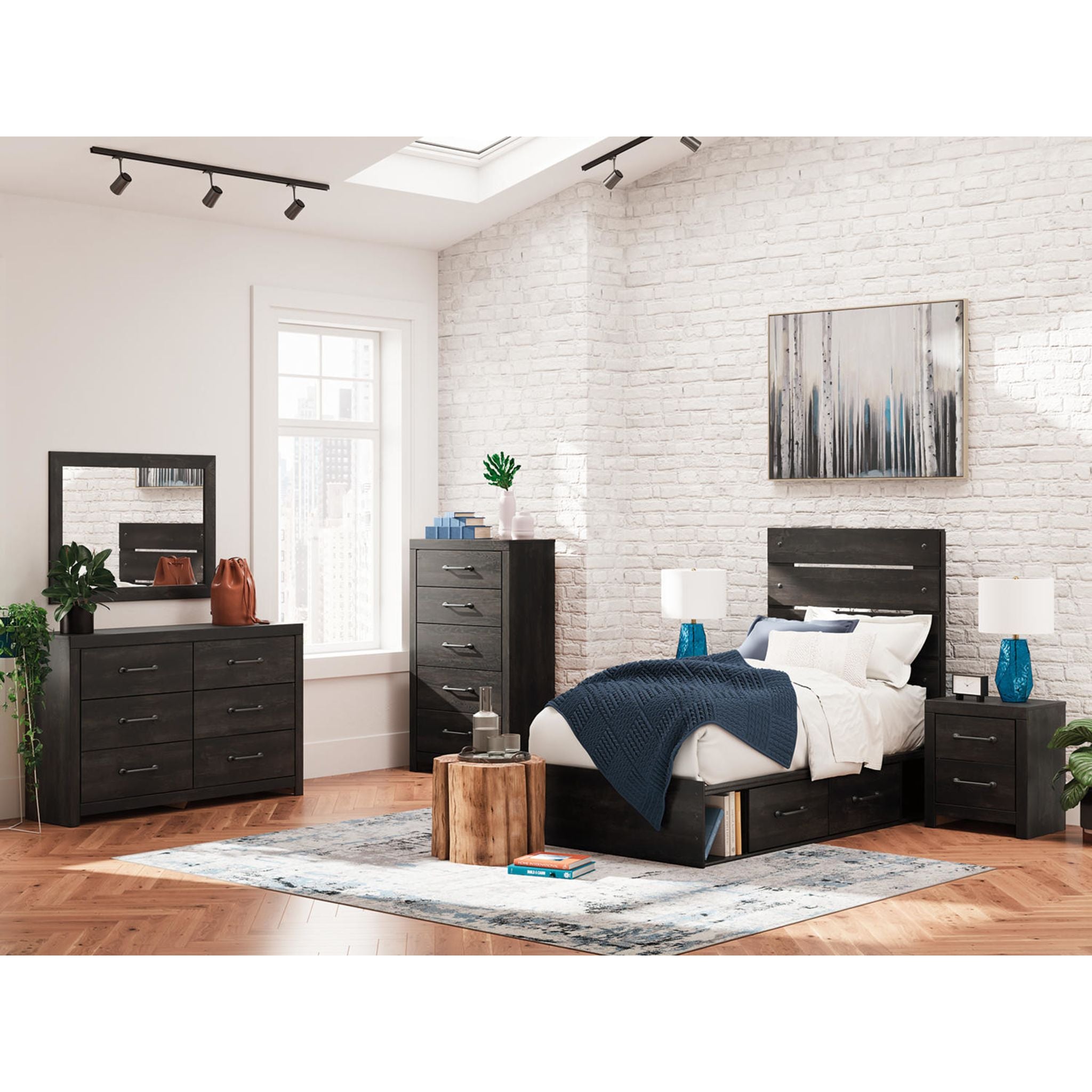 Hollivern Twin Storage Bed - Dark Gray