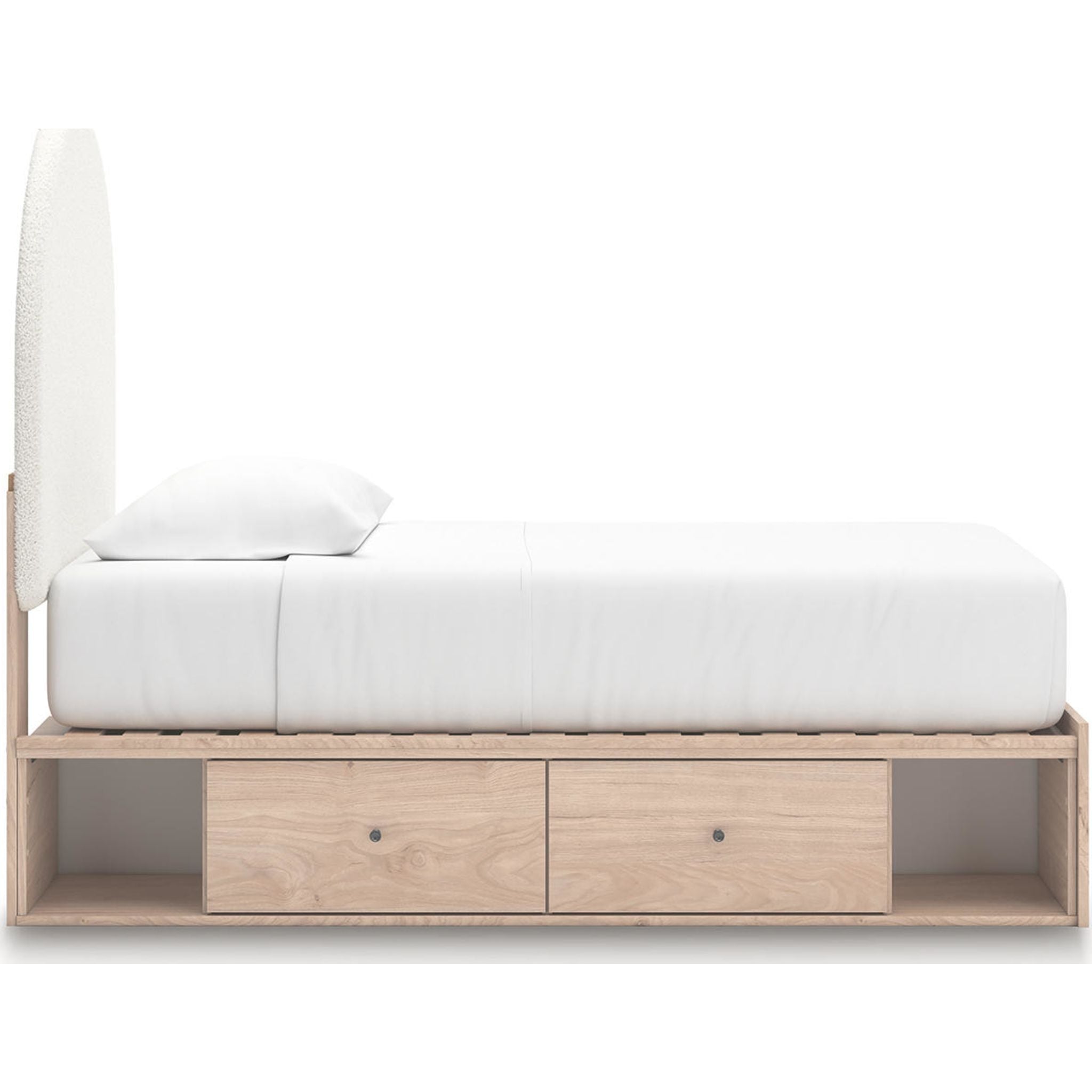 Arloster Platform Bed with 4 Drawer Storage - Tan/White