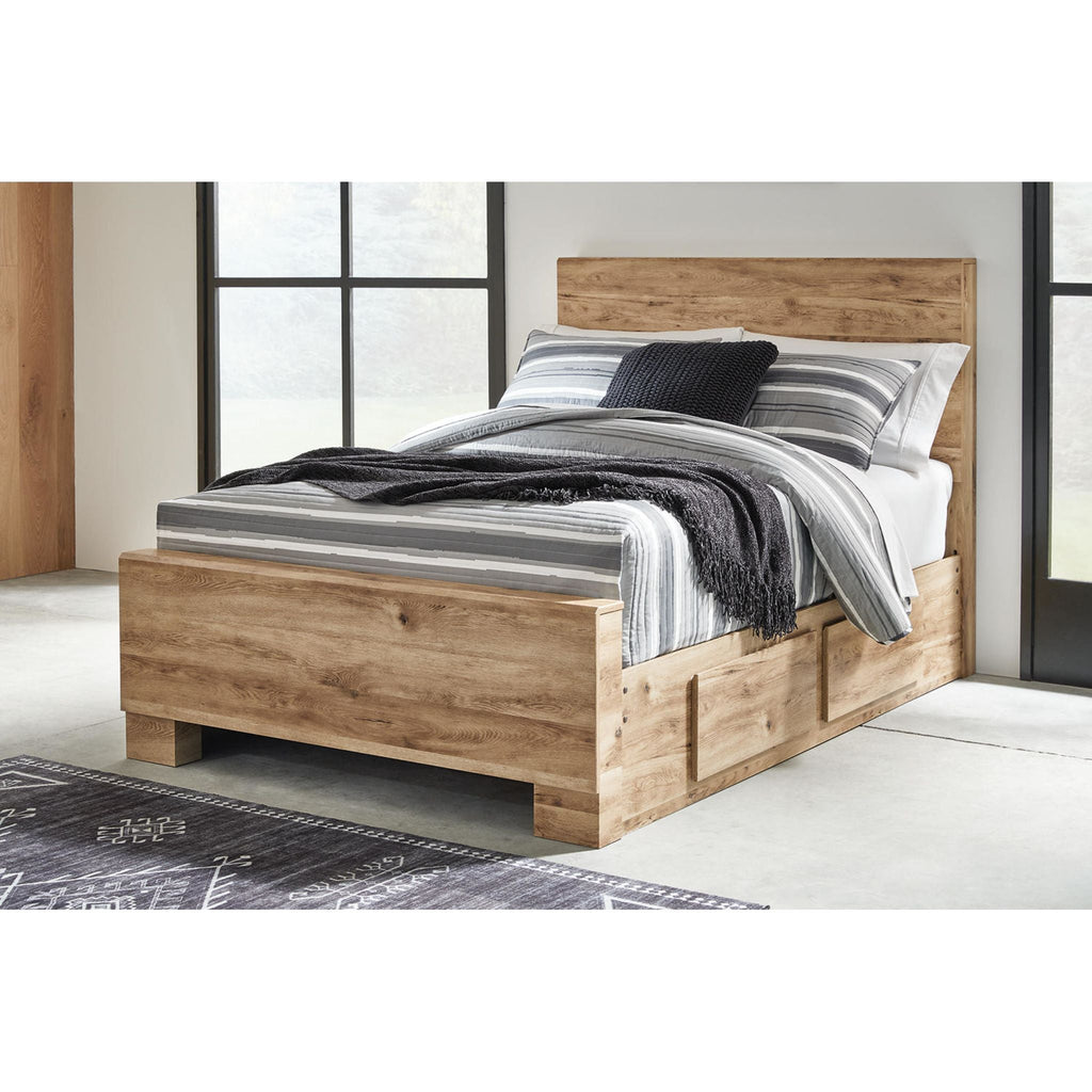 Hyanna 6 Piece Bed with 4 Drawer Storage Bedroom - Tan Brown
