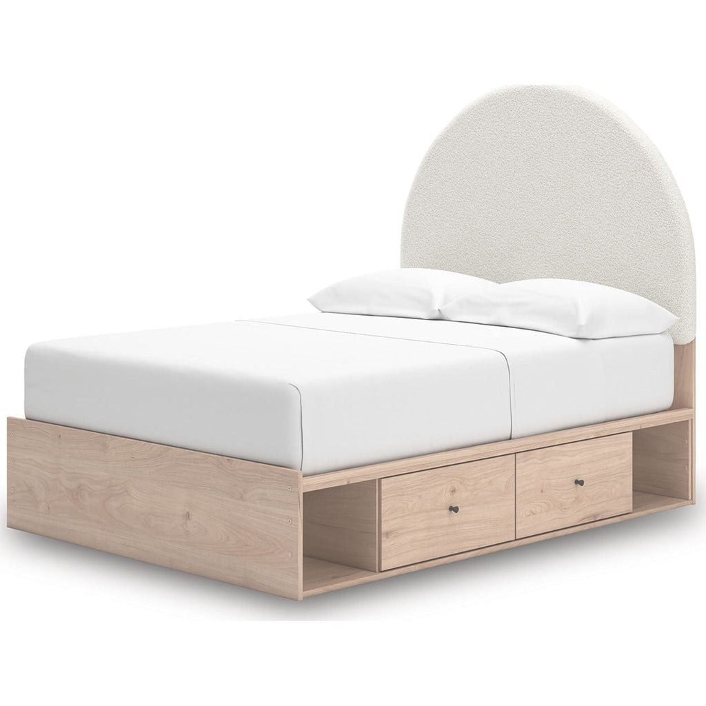 Arloster Platform Bed with 4 Drawer Storage - Tan/White